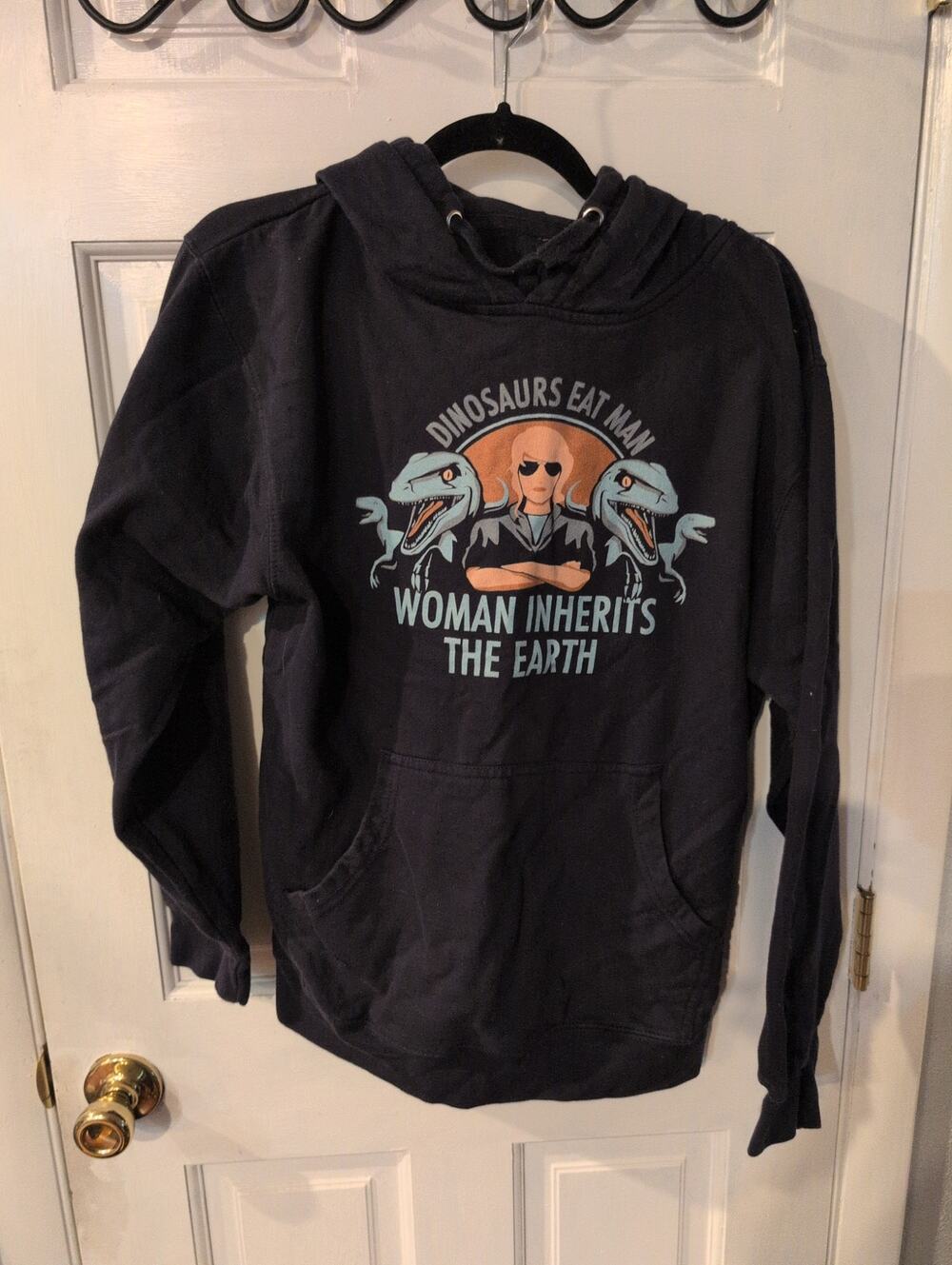 Dinosaurs Eat Man Woman Inherits The The Earth Hoodie Size XL